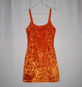 Victoria's Secret Vintage Crushed Velvet Mini Slip Dress Small Orange Stretch Sexy - Bild 1 von 9