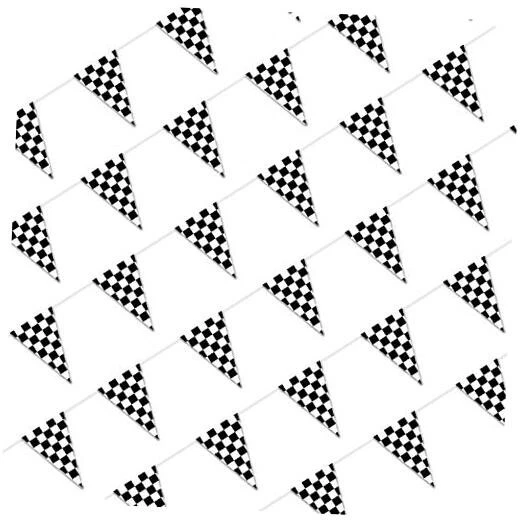  Bandera a cuadros blanca y negra de 100 pies 12x18 pulgadas (48 piezas) pancarta en blanco y negro Foto 1 de 4