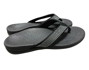 Vionic Tide Bling Flip Flop Sandal Size 6 Black w/Rhinestone Strap Detail - Picture 1 of 5