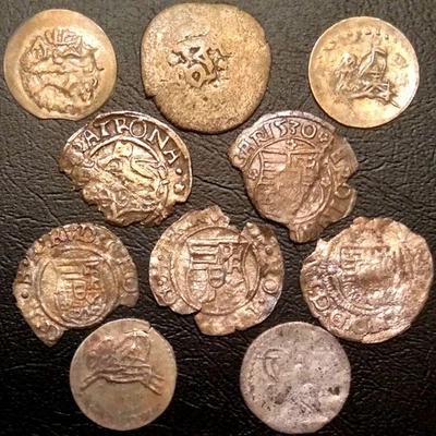 10 monedas medievales de plata. Denar/Para/Akce/lote/juego AR europeo e islámico martillado Foto 1 de 4