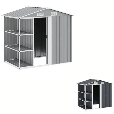 Garden Shed with Rack Storage House Garage Tool Shed Backyard Iron vidaXL - image 1 of 2
