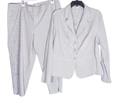 Traje Merona Blazer Pantalones al Tobillo Talla Grande 20W Informal Verano Beige Foto 1 de 4