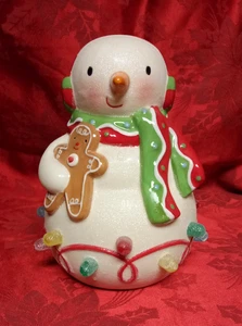 Hallmark Snowman 2010 Keepsake Ceramic Musical Snowman With Light Up Gumdrops 9" - Picture 1 of 9