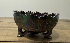 Fenton Electric Blue Carnival Glasschale - Blattkettenmuster - Bild 1 von 8