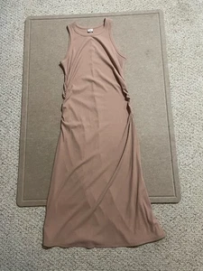 A New Day Ribbed Sleeveless Midi Dress XL Beige Tan Knit Stretch 38x54 - Picture 1 of 9