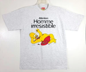 Camiseta Francesa De Colección 2000 Homer Simpson 'Homme Irresistible' Divertida Chocolate Talla L - Imagen 1 de 13