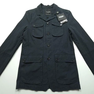 Topman Mens Jacket Black 34 Skinny Fit Casual Blazer Coat Four Pocket Military - Picture 1 of 24