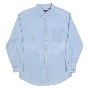 BASIC EDITIONS Mens Blue Cotton Denim Shirt M Button Down Pocket Casual - Picture 1 of 6