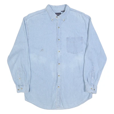 BASIC EDITIONS Mens Blue Cotton Denim Shirt M Button Down Pocket Casual - Image 1 of 4