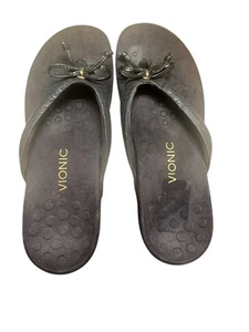 Sandalias Vionic Mujer 10 Orthaheel Bella II Negro Serpiente Pajarita Tanga Ortopédica - Imagen 1 de 2