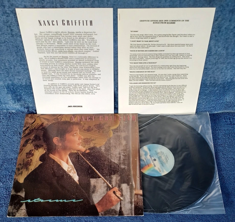 Nanci Griffith - Storms  - MCA LP with 6 page  insert - Promo - Image 1 of 1