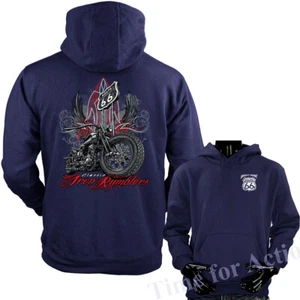 Suéter con capucha vintage clásico para motocicletas Iron Rumbler's Route 66 motociclistas - Imagen 1 de 8