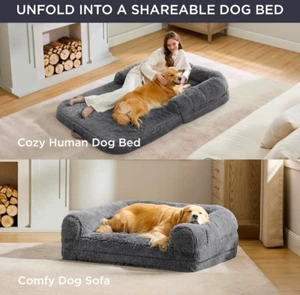 Dog Bed Foldable 2 in 1 Calming Size Giant Fits Pet Families. - Picture 1 of 5