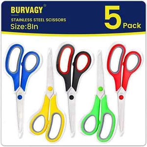 Scissors Set of 5-Pack, 8" All Purpose Comfort-Grip 5Pack, 5pack - Picture 1 of 2