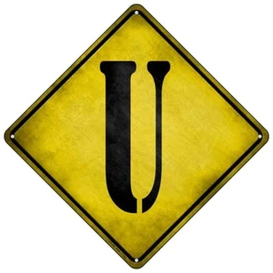 Letter U Xing Novelty Mini Metal Road Notice 8" Cross Xing Crossing Sign - Picture 1 of 1