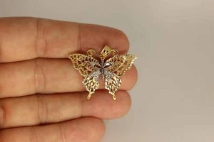 Colgante mariposa filigrana oro blanco y amarillo de dos tonos de 18k ~.1.25" - Imagen 1 de 6