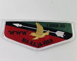Boy Scout OA flap patch Ma-Ka-Ja-Wan Lodge 40 Rare Beautiful Green Black Red - Picture 1 of 14