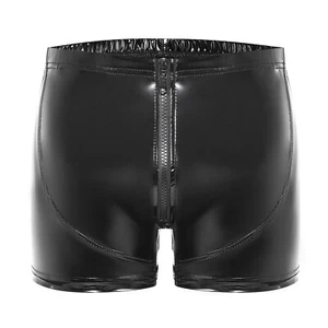 hochglänzende Boxershorts mit Spiegeloptik, geruchsneutrale Herren PU Glanzleder Shorts, - Bild 1 von 8