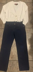 GIRL’S Faded Glory Blue Jeans 6X & Say What Sweater Sz Small Item #1256 - Picture 1 of 15