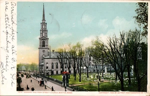 Antique Postcard Boston Mass. Granary And Park Street Church Posted 1907 - Picture 1 of 2