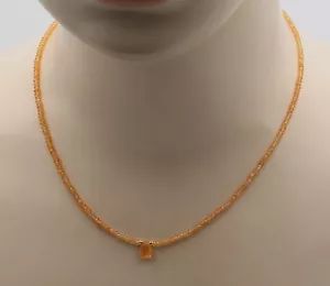 Karneol-Kette - Karneol facettiert mit orangem Mandaringranat-Tropfen 46 cm lang - Bild 1 von 2