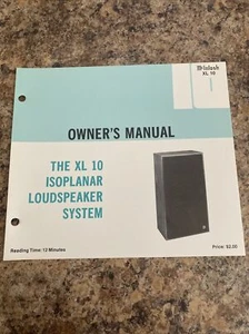 McIntosh XL 10 Loudspeaker Speakers Rare Original Factory Owner's Manual Loose - Picture 1 of 3