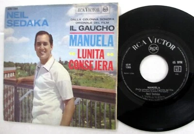 NEIL SEDAKA 45 Manuela / Lunita Consejera MINT- RCA-Victor chanson Italy Mc 1343 - Image 1 of 2