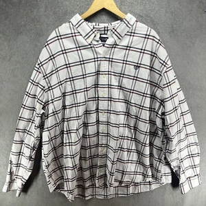 Chaps STRETCH White W/ Red Blue Long Sleeve Men Button Front Shirt 4XB PRISTINE - Picture 1 of 5