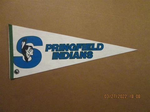 AHL Springfield Indians Vintage Defunct Circa 1990's Team Logo Hockey Pennant Cover
