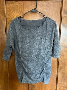 Sudoroso Betty Pequeño Gris Cuello Cuchara Mangas Cortas al Codo Pullover Top - Imagen 1 de 11