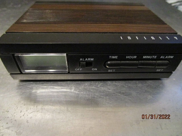 Retro Infinity Digital LCD Travel Battery Alarm Clock Faux Wood Grain b28 - Image 1 of 4