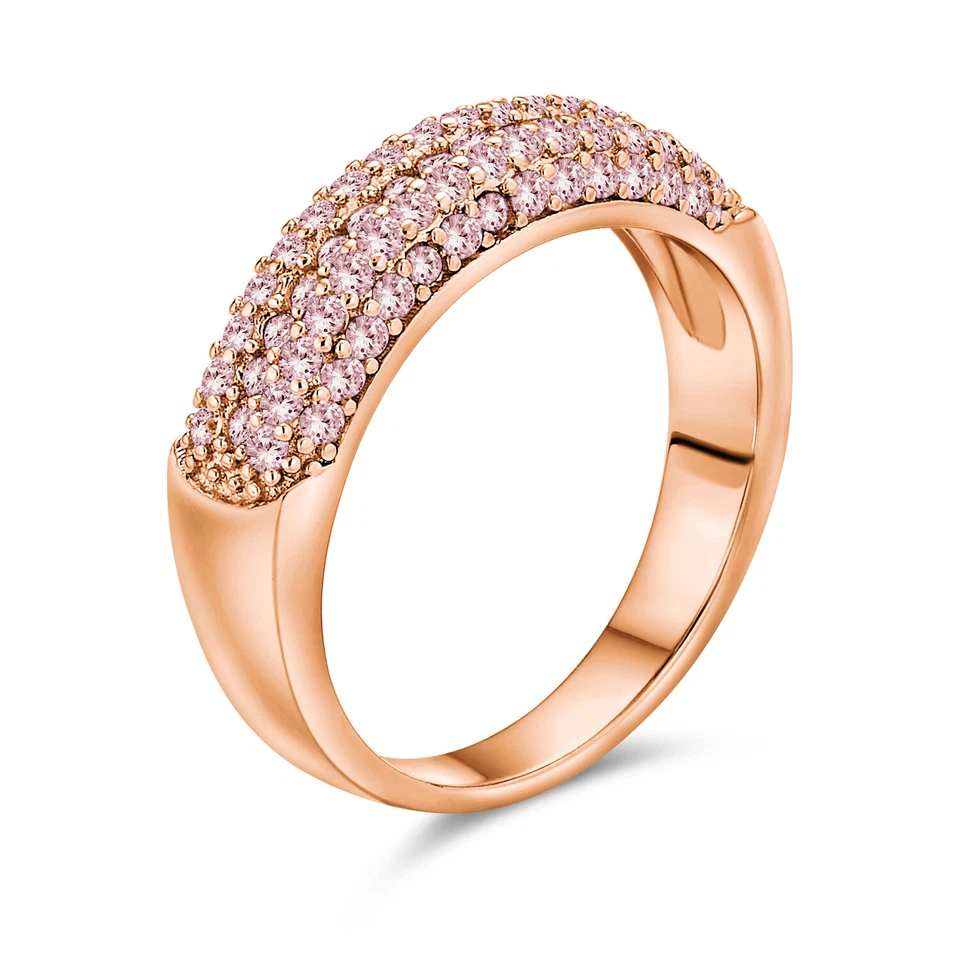 Anillo Micro Pavé Rosa Circonita Cúbica Cóctel Declaración Oro Rosa Plata de Ley Foto 1 de 4