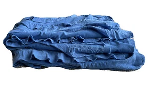 Blue Synthetic Ruche Ruffle Knit Fabric - 52 in x 42 - Picture 1 of 6