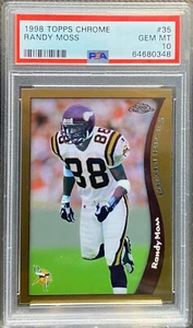 Topps 1998 cromo #35 Randy Moss PSA 10 gemas Mt novato radiocontrol - Imagen 1 de 2