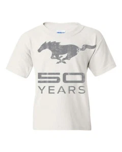 Ford Mustang 50 Years Youth T-Shirt Anniversary Licensed Tee - Picture 1 of 7