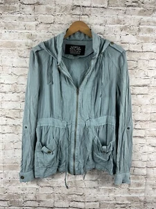 Blanc Noir Utility Jacket Women's Large Blue Hooded Outerwear Pockets - Picture 1 of 8