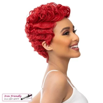 IT'S A WIG 瑞士高级合成 ELSIE 短手绑侧假发。 Color#Scarlet — 第 1/2 张图片