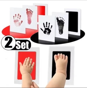 2 Set Baby Handprint Footprints Ink Pads Safe Non-toxic No-Touch Skin Inkless In - Picture 1 of 14