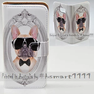 Funda protectora tipo billetera para teléfono con retrato de bulldog francés - Imagen 1 de 3