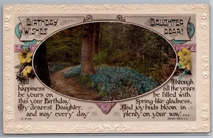 Birthday Wishes Daughter Dear Embossed Edge Rajar Bromide RPPC Postcard - Bild 1 von 2