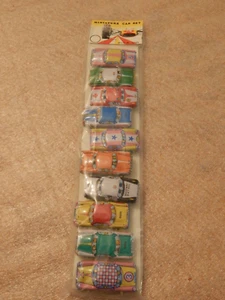 Vintage Nomura 1960s Japan Tin Miniature Car Set of Ten New in Original Package - Picture 1 of 11