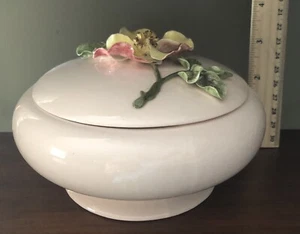 Vintage Wildwood Pasadena CA rosa bedeckt Schmuckstück oder Süßigkeitenschale rund zart - Bild 1 von 11