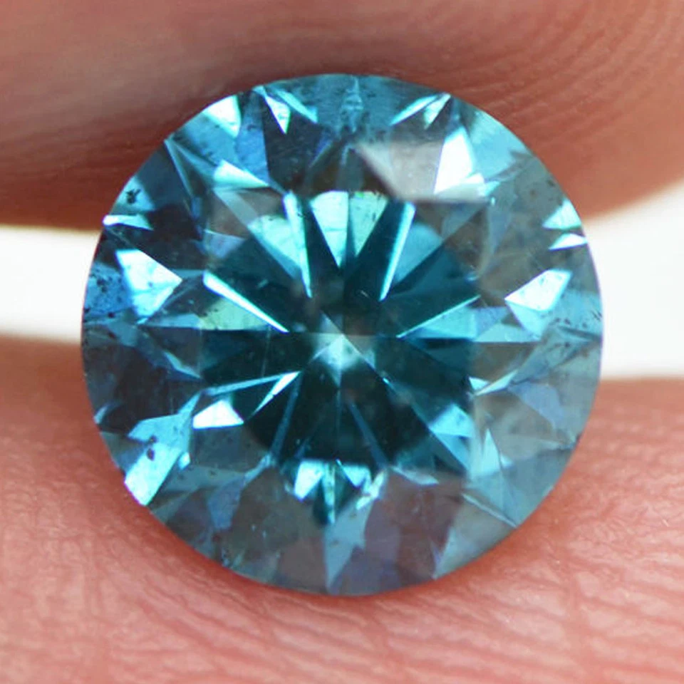 Blue Diamond Round Cut Fancy Loose 1.75 Carat SI1 Natural Enhanced 7.61X7.56 MM - Image 1 of 4