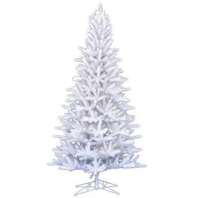 7.5' Vickerman Unlit Shiny White Spruce Christmas Tree Retro Vntg Style Decor - Image 1 of 4