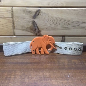 Vintage La Mode Belt Buckle Orange Elephant Buckle 1970s Rare 26-29.5” Belt - Picture 1 of 3