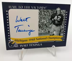 TK Legacy WALT TENINGA AUTO 1948 NATIONAL CHAMPION Signed On Card MICHIGAN - Picture 1 of 7
