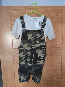 Brand New Camoflage Dundagree Shorts With Grey T-shirt For 3-4 Year Old by Next - Picture 1 of 2