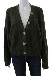 Line And Dot Womens Long Sleeves Button Down Cardigan Sweater Green Size Medium - Picture 1 of 6