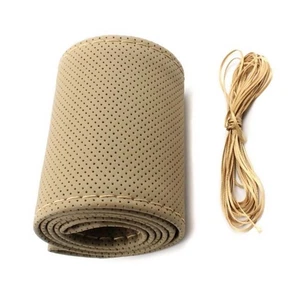 3 Colors PU Leather Car Steering Wheel Cover+Needle+Tread  Protector 37-38cm - Picture 1 of 36