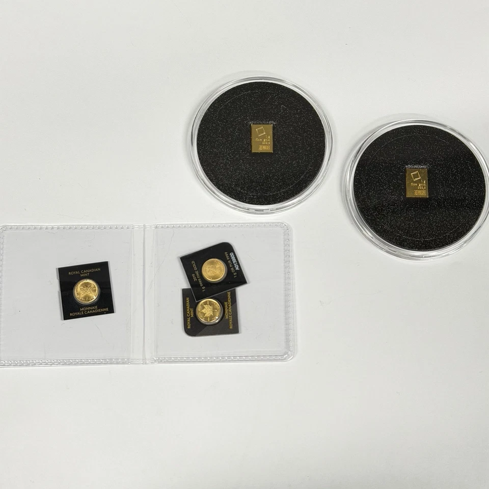 (LOT of 5) Fractional 1g 999.9 Gold Bars & Rounds Valcambi & Royal Canadian Mint - Image 1 of 4